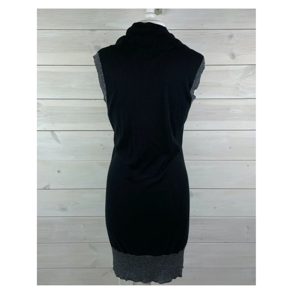 Cache LUXE Women Black Cowl Neck Sleeveless Sweater Dress Size S Small Tunic - Picture 2 of 4